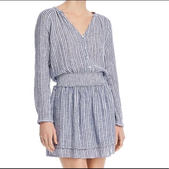 Rails Jasmine Dress Linen Blend Blue & White Stripe Size Large NEW - Picture 1 of 14